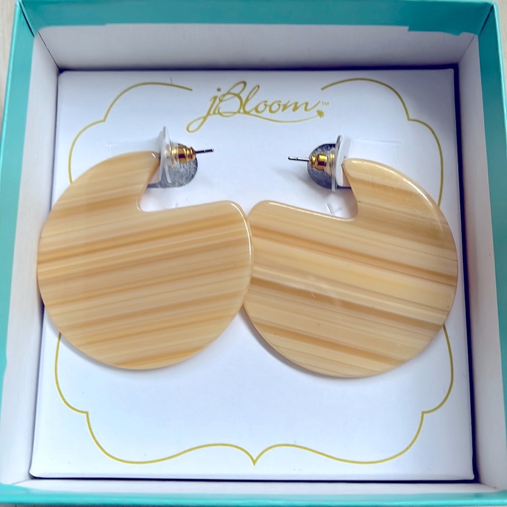 NIB - jBloom acrylic earrings, striped & earth tone